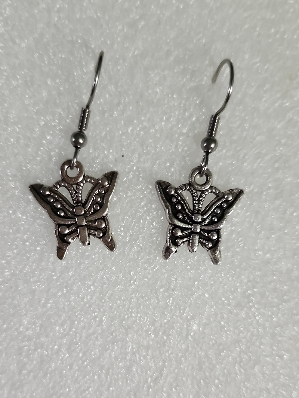 Hand Crafted Silver Butterfly Drop Earrings for Women